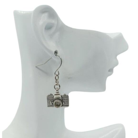 Camera Dangle Earrings | Fun Photographer Jewelry - Picture 2 of 3